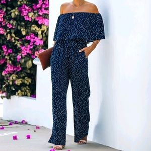 VICI Dottie Off The Shoulder Pocketed Jumpsuit